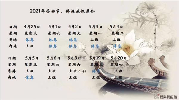 Stake供应链2021年耶稣受难节、耶稣受难节翌日、清明节、复活节、劳动节、佛诞放假通知